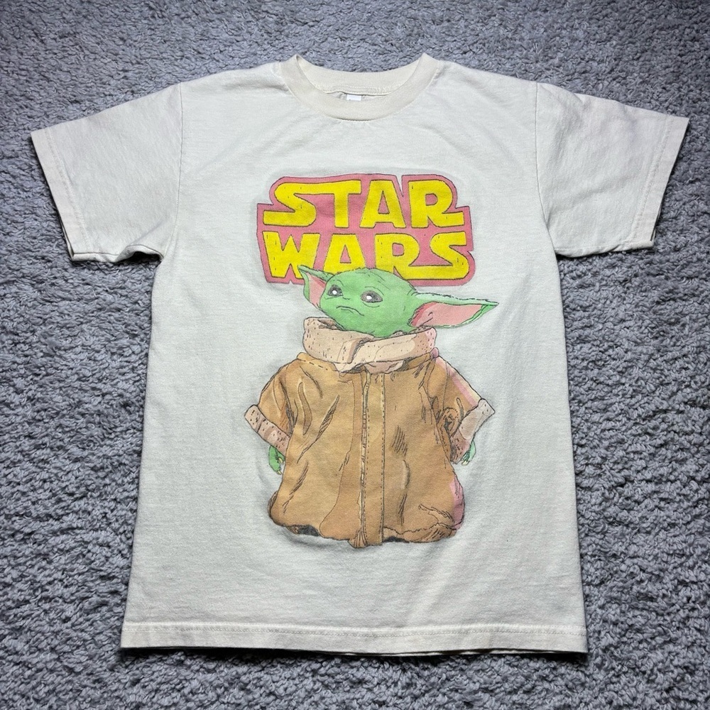 Star Wars Shirt Mens Small Grogu The Mandalorian Child Graphic Tee Lived In Fade